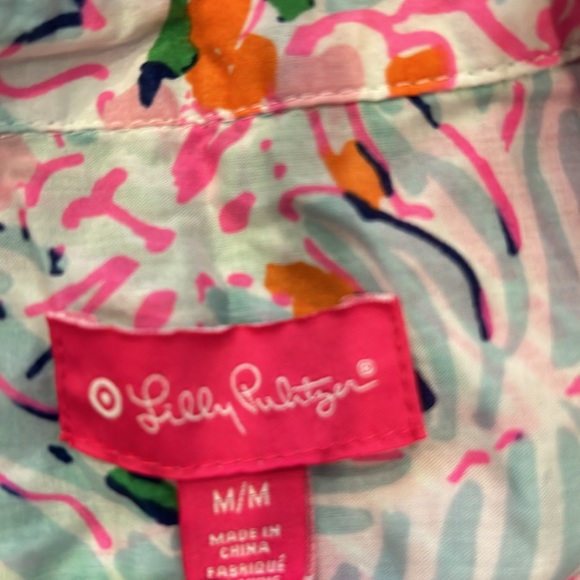LILLY PULITZER for Target Nosey Posey Shirt Floral Print Blouse m - Picture 7 of 8